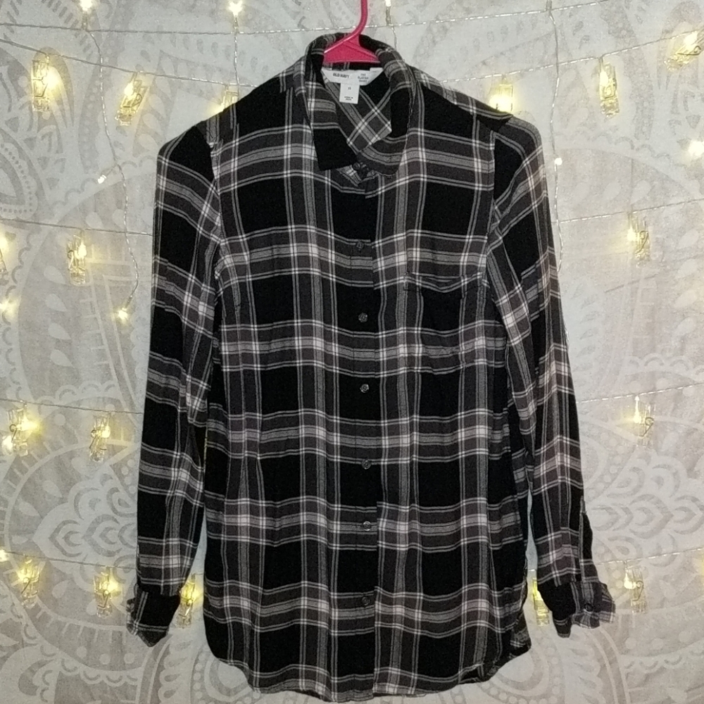 Black plaid shirt